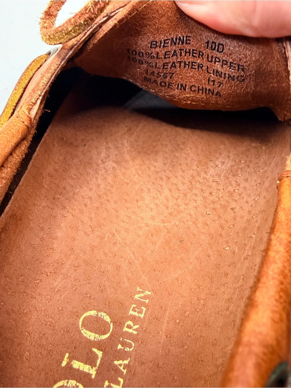 Polo Ralph Lauren Bienne Leather Boat Shoes Men’s 10D Brown Moc Lace-Up Casual